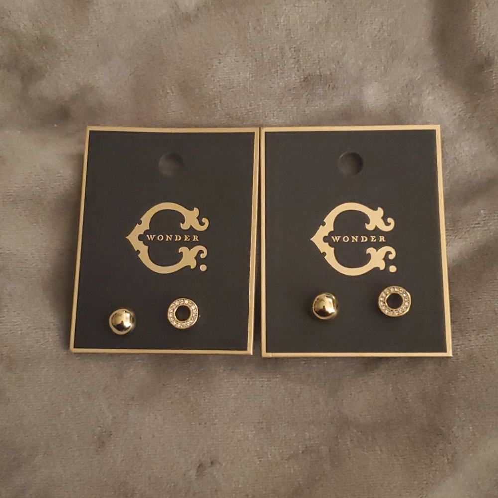 C. WONDER gold earrings, 2 sets NWT